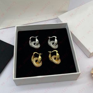 Boucles d'oreilles en forme de cercle incrustées de diamants de collision parfaite en métal, sens de la mode de luxe, boucles d'oreilles à boucle d'anneau de tempérament, fête de cadeau