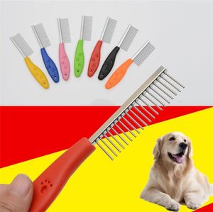 Peigne en métal pour chiens chat épilation à cheveux simple rangée peigne droit peigne chiot outil de toilettage pour animaux de compagnie