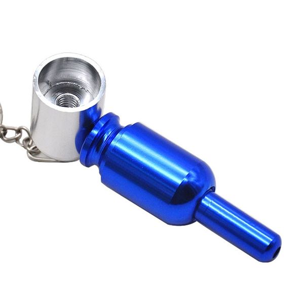 Porte-clés de tuyau en métal en alliage d'aluminium mini tube de pipe à fumer avec porte-clés pilule médecine cachée détachable portable conception unique propre herbe tabac cigarette DHL