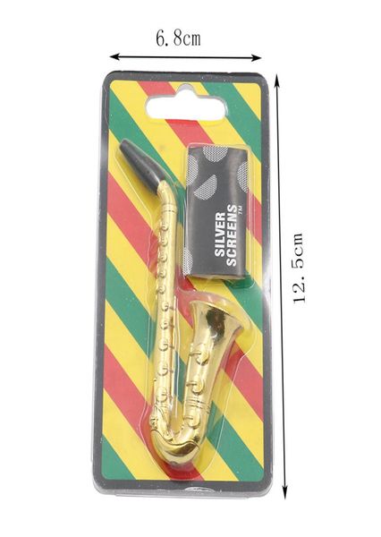 Kit d'ensemble de tuyaux en métal mini saxophone TROPPET EN DOINGE SAX SHAPE TOBAC PIPES FUMAGE PIE DE CIGRACHEMENT HERB AVEC ÉCRANS FILTRE MESH GOL7277794