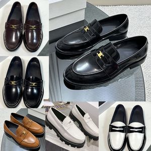 Metalen plaatvormige buitenschoenen schoenen gepolijste koehide klassieke comfortabele loafers sandalen beroemde designer dames 5