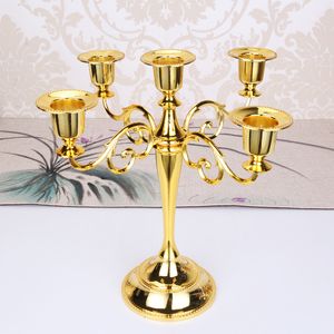 Bougeoirs plaqués en métal argent or noir 3 armes 5 armes zinc alliage de haute qualité pilier pour le chandelier candélabre de mariage support de chandelle