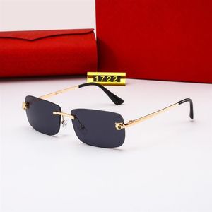 Metal Popular Style Rimless zonnebril Men vrouwen met C Decoratie draad frame unisex brillen voor de zomer buiten reizen2048