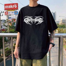 Metalen Rap Style Mercury Retrograde Afbeelding Gedrukte Ghostemane T-shirt T-shirts Zwart Wit Korte mouw oversized katoenen T-shirt Tops G1222