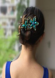 Pince à cheveux en métal strass, Vintage, plaqué Bronze, papillon, griffe de cheveux rétro fleur, bijoux pour femmes, 6427234