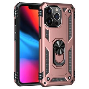 Anneau en métal Béquille Armure Antichoc Cas Pour iPhone 15 14 12 11 13 Mini X Xs Max Pro XR SE 7 8 6 6S Plus TPU PC Holder Cover Coque