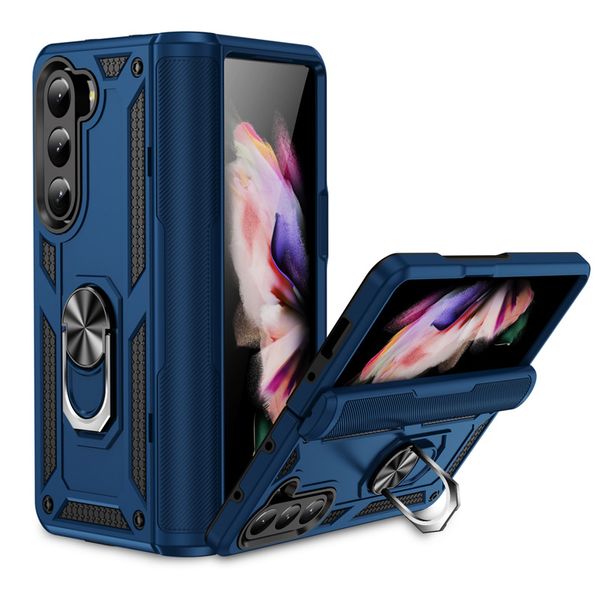 Funda trasera para teléfono móvil con soporte magnético y anillo de Metal 2 en 1, funda híbrida de TPU para PC para Samsung Galaxy Z Fold 5 5G