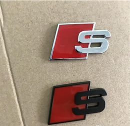Métal S Logo Sline Emblème Badge Autocollant De Voiture Rouge Noir Avant Arrière Porte De Coffre Côté Fit Pour Audi Quattro VW TT SQ5 S6 S7 A4 Accessoires