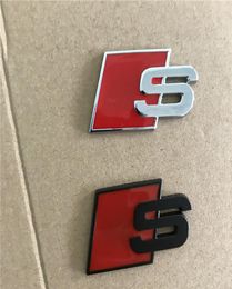 Metalen S Logo Sline Embleem Badge Auto Sticker Rood Zwart Voor Achter Boot Deur Side Fit Voor Quattro TT SQ5 S6 S7 A4 Accessoires7483008