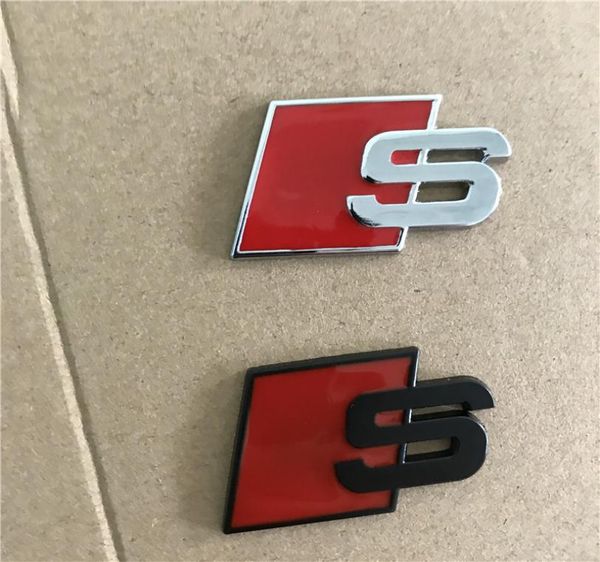 Metal S Logo Sline Emblema Insignia Etiqueta Engomada Del Coche Rojo Negro Delantero Trasero Puerta de Arranque Lateral Ajuste Para Quattro TT SQ5 S6 S7 A4 Accesorios 1517433