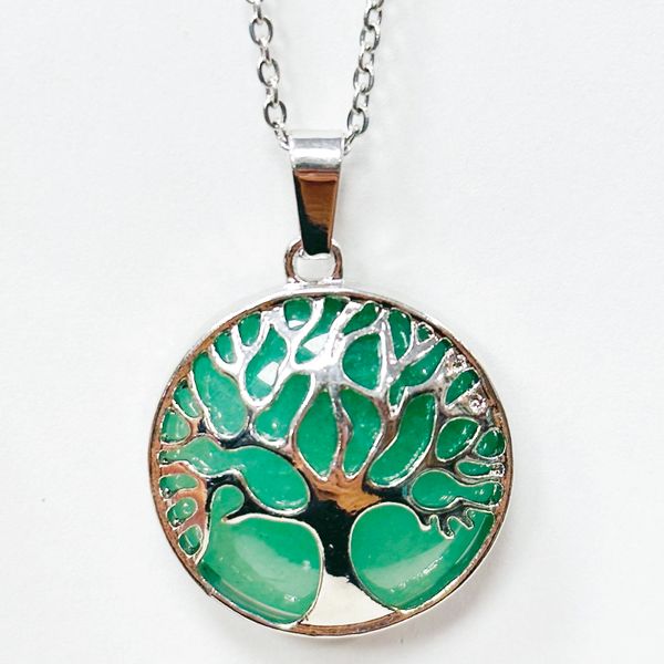 métal sept chakras amethyst poudre cristal womens sagesse arbre chaîne pendante arbre de vie