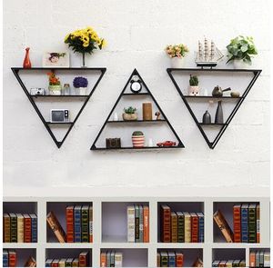 Metalen plank op de muur creatieve ijzeren kunst slaapkamer meubels hangende driehoekige decoratieve wijkblad