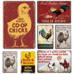 Signe en métal Poulet Coop Ferme Oeuf frais Signe Vintage Signes Retro Tin Signes pour Kitchen Home Office Bar Cafe Decor