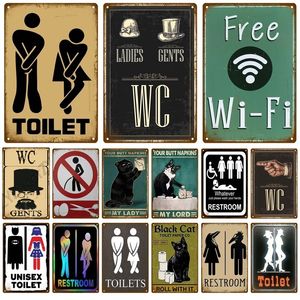 Metal Signs Painting Man Lady Funny WC Sign Metal Poster Toilet Plate Tin Plaque KTV Bar BBQ Shop Bathroom Wall Decor Mural Home Vintage Photo Pub Size 30x20cm w01