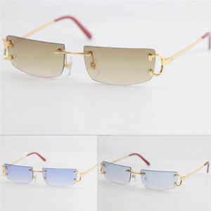 Metalen Kleine Vierkante Randloze Zonnebril Mannen Vrouwen C Decoratie Unisex Brillen voor Zomer Outdoor Reizen gouden frame Size52-18-140212t