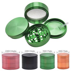 Broyeur d'herbes à fumer en métal avec grand espace 50 MM 4 pièces accessoires de broyeur de tabac en aluminium peuvent personnaliser son propre Logo