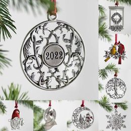 Colgante de ciervo de copo de nieve de Metal 2022 decoración de fiesta de Navidad decoración de árbol de Navidad adornos colgantes regalos de Año Nuevo