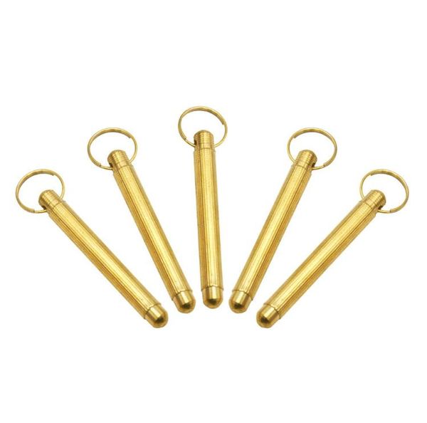 Tabac à priser en métal Pipe à tabac Pelle Porte-clés Taille de poche Cuillère à priser en laiton doré Renifleur Renifleur Métal Dabber Dab Outil SN6908