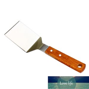 Spatule en métal pour poêle en fonte gril en acier inoxydable poisson tourneur fendu avec manche en bois