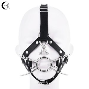 Metalen Spider O Ring Open Mond Gag, bdsm sexy Bondage Lederen Terughoudendheid Pijpbeurt Gag Fetish Fixatie Speelgoed Voor Vrouwen Paar