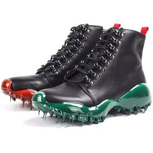 Metal Sports Handmade Men Matin Echt lederen veterverhoging Verhoog enkelschoenen voor mannen D