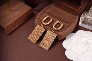 Boucles d'oreilles de forme carrée en métal, design rétro en cuivre, type pendentif, banquet, style resort