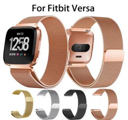 Banda de acero inoxidable de metal para fitbit versa muñeca muñeca milanesa pulsera magnética ajuste bit bit verse reloj accesorios inteligentes4807034