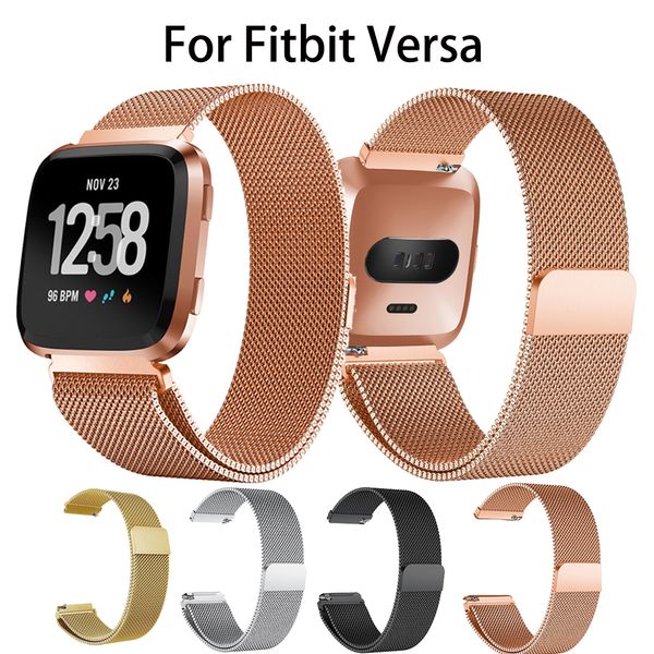 Bracelet en métal et acier inoxydable pour Fitbit Versa 2/3, Bracelet magnétique milanais adapté à bit Lite Verse, montre intelligente, accessoires