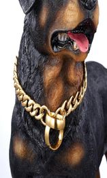 Metaal roestvrijstalen goud link ketting hond choker kraag stalen ketting hoogte aangepaste show kraag huisdier honden verstelbare veiligheid 2849143