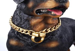 Metalen roestvrijstalen gouden schakelketting Hond choker halsband Stalen ketting Highend aangepaste showkraag Honden verstelbare veiligheid4179031