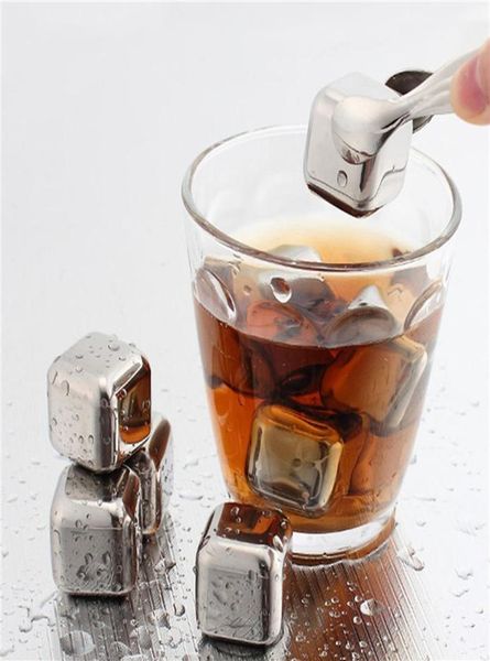 Cubos de hielo reutilizables de acero inoxidable de metal Piedras enfriadoras para whisky Wine Bar KTV Suministros Magic Wiskey Wine Beer Cooler a granel413917759