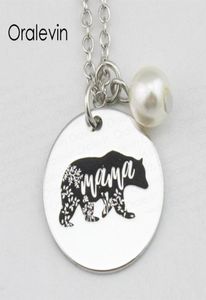 Ideas de estampado de metal MAMA Inspirador Estampado a mano Grabado Encanto personalizado Colgante Collar de cadena Joyería de regalo 18 pulgadas 22 mm 10 piezas L1753342