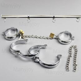 Metalen Stalen Handboeien Pols Enkelboeien met Ketting en Slot Spreader Bar BDSM Terughoudendheid Volwassen Spel Speeltjes voor Vrouwen mannen 240102