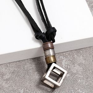 Metalen stereo doos hanglagige ketting verstelbare ketting lederen kettingen voor vrouwen heuphop mode sieraden