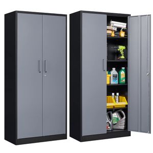 Gabinete de almacenamiento de metal con estante ajustable para puerta con cerradura, casilleros de acero de 72 