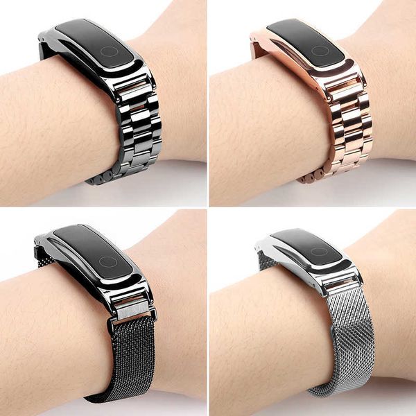 Bracelet en métal pour Honor Band 4 (course) / Honor Band 5 (sport) Bracelet Huawei Band 3e / Band 4e Bracelet de remplacement en acier inoxydable H0915