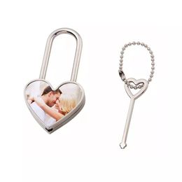 Metalen sublimatie slot hangers Valentijnsdag geschenken hart ronde sqare vorm sleutelhanger spaties diy decoraties geschenken