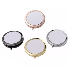 Espejos de maquillaje de sublimación de metal espejo cosmético de prensa de calor en blanco para regalo de mujer