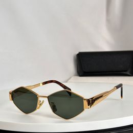 Lunettes de soleil en métal pour femmes, monture dorée, verres verts, lunettes de luxe de styliste, UV400, 40234