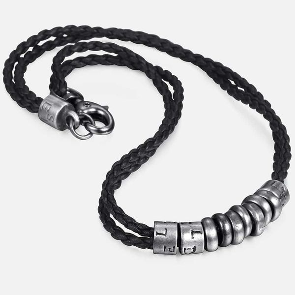 Surfista de Metal hecho por el hombre cuerda de cuero collar para hombre cadena venta al por mayor joyería de regalo de moda LP100