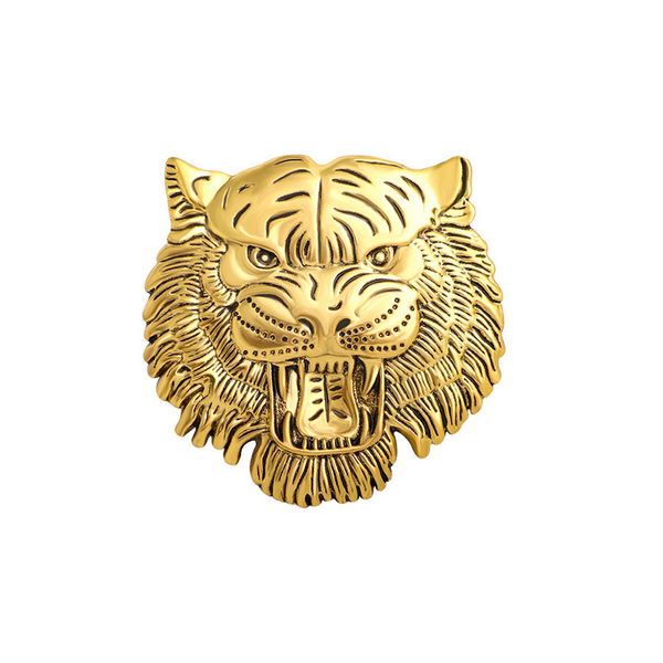 Broche de tigre de metal Plata Oro Hombres Animal Cabeza de tigre Broches Traje Pin de solapa para fiesta de regalo