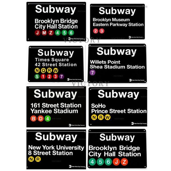 Letrero de chapa de metal, placa vintage, metro de Nueva York, Times Square, placa de Metal para garaje, decoración de pared para Bar, Pub, Club, decoración Q0723344Z