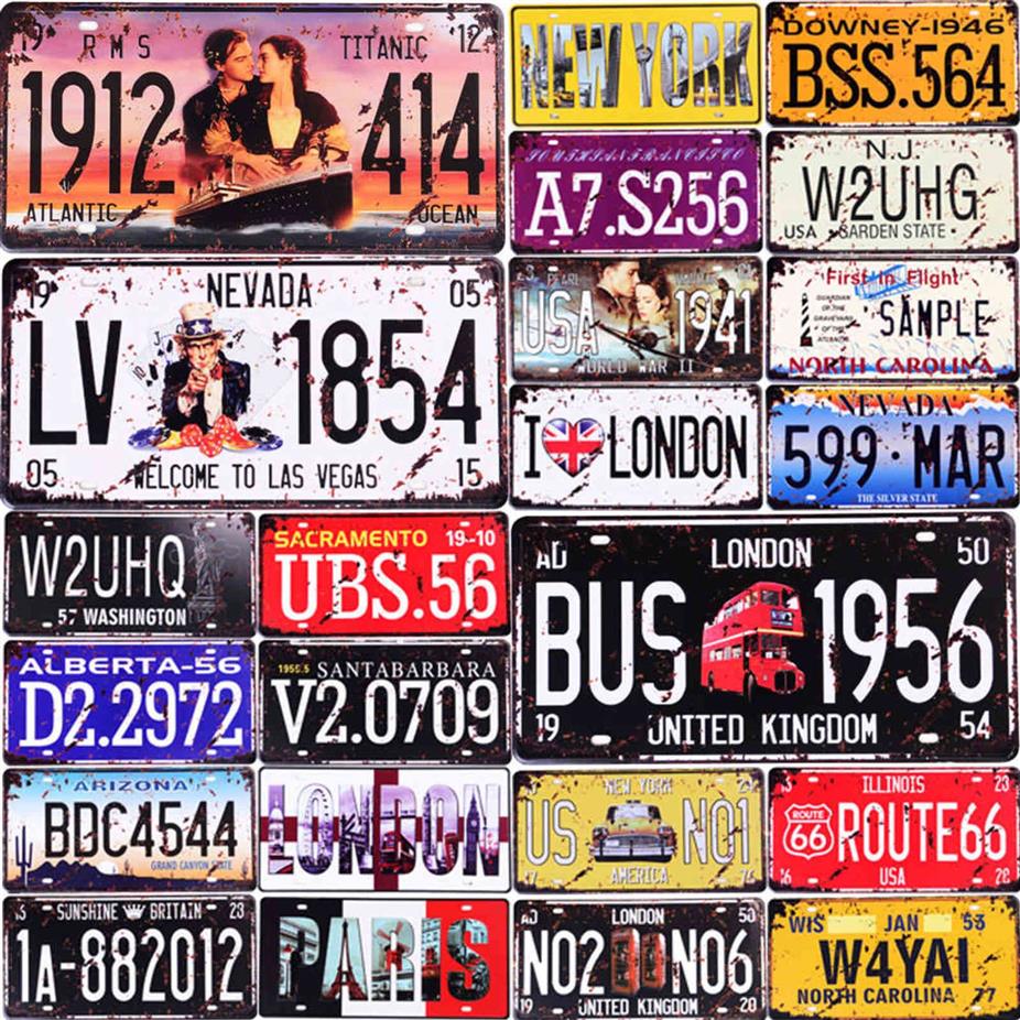 Metal Tin Signs Car Number License Plate Plaque Poster Bar Club Wall Garage Home Vintage Decor Tin Sign Iron Painting Metal Sign H361S