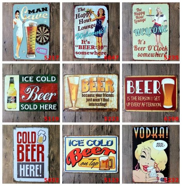 Signes d'étain en métal affiche de bière froide barre de maison décoration de repère Iron Paint Art Pictures de garage vintage Signes rétro 20x30cm HHB16214135084