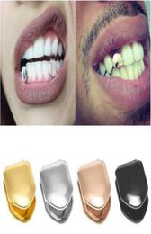Metal Tooth Grillz Silver Color Single Dental Top Bottom Hiphop Dent Caps Body Bielry pour femmes Men Fashion Vampire Cosplay acce9216127