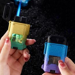 Métal Transparent Visible Jet Torche Turbo Gaz Briquet Insolite En Gros Creative Coupe-Vent Butane Briquets Gadgets pour Hommes Cadeau