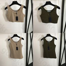 Camisole tricotée Triangle en métal pour femmes, pull Slim sans manches, débardeur fin et Sexy