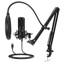 Microphone à condensateur USB en métal, enregistrement D80, avec support, pour ordinateur portable, PC, Studio karaoké, 231228