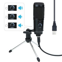 Microphone USB en métal à condensateur pour PC, Studio d'enregistrement vocal pour vidéo YouTube, Skype, chat, jeu, Podcast