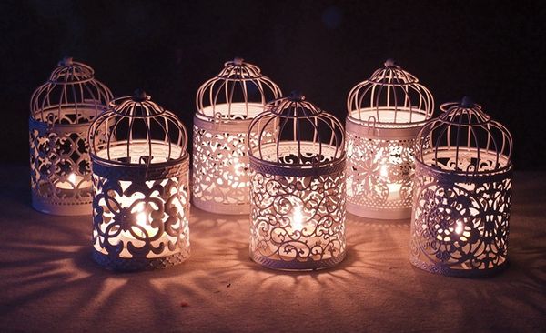 Bougeoirs Votifs Vintage en métal, lanterne cage à oiseaux, lanterne suspendue marocaine décorative, accessoires de décoration pour la maison